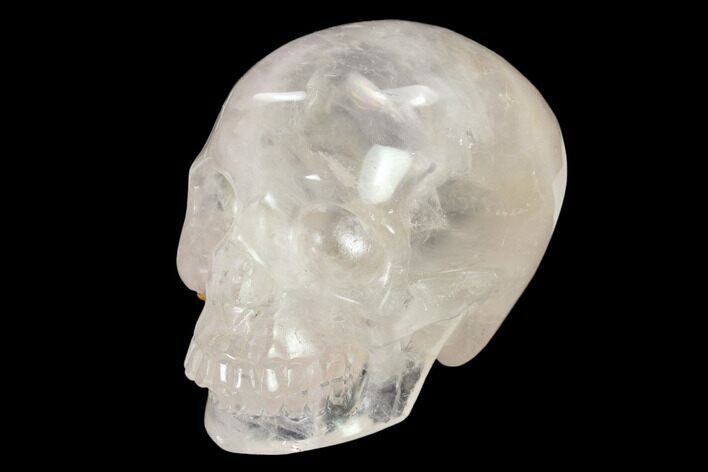 Realistic, Polished Brazilian Quartz Crystal Skull #151084